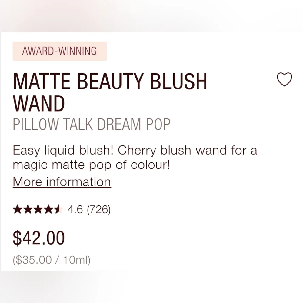 Dream Pop Matte Beauty Blush Wand Pillow Talk Charlotte Tilbury Brand New in Box
